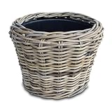 Spetebo Rattan Pflanztopf mit Kunststoff Einsatz - 33 x 24 cm - Garten Deko...