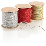 com-four® 3-teiliges Set Dekoband in 3 Farben - weihnachtliches Set Geschenkschnur je 400...