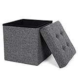 SONGMICS Sitzhocker mit Stauraum, faltbarer Hocker, Fußhocker, Falthocker, Sitzwürfel...