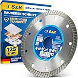 S&R Diamanttrennscheibe Fliesenscheibe, PREMIUM Extra-Clean 125 x 22,23 mm, für...