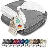 Gräfenstayn® Dicke Kuscheldecke flauschig & super weich - warme Sherpa-Fleecedecke in...