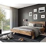 Elfo Bett Balkenbett Doppelbett Hanna 180x200cm Rustic-Eiche NEU/OVP