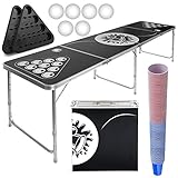 Jago® Bierpong Tisch Set - ab 18 / für Erwachsene, inkl. 6 Bälle & 100 Becher,...