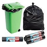 Extra Starke Schwarze ALU FIX® Müllsäcke 240L - 100x125 cm - 4 Rollen mit je 10 Stück...