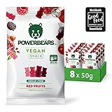 Powerbeärs Vegan - Vegane Gummibärchen ohne Zucker - 8x50g kalorienreduzierte...