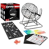 Bingo Spiel Metalltrommel 18 Bingotickets 75 Bingo Kugeln 150 Chips Spielbrett + 500...
