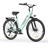 MileCity1 26' E-Bike für Erwachsene, 7 Gang Elektrofahrrad mit Austauschbarem...