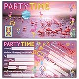 12er Set FLAMINGO Einladungskarten - edle Premium Einladungen zum...
