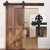 WINSOON 200cm Schiebetür Komplettset Schwarz Schiebetür Schiene Schiebetürbeschlag Set...