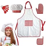 PIGMANA Kinderschürzen-Set | Kochschürzen-Set für Kleinkinder zum Backen,Kochmütze und...