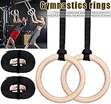FOOING Holz Gym Ringe Gymnastikringe Trainingsringe mit 4,5m Riemen (Breite 25mm),...