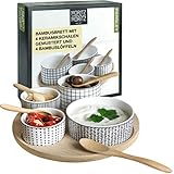 Moritz & Moritz 4x Weiße Dipschalen Set mit Brett Holz - Dip Schälchen für...
