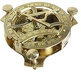 NAUTICALMART Sonnenuhr-Kompass mit Sonnen-Zifferblatt aus massivem Messing, 10,2 cm