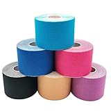 Brifantico Kinesiologie Tape 6 Rollen (5cm x 5m) - Elastischer Kinesiotapes für...