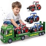 Tacobear Traktor Spielzeug mit Anhänger, Großer Bauernhof Traktor mit Licht...