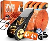 MEISTERBAU - [TÜV geprüft] Spanngurte mit Ratsche [+ 2 Spanngummis] - 1000kg...