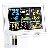 BALDR Wetterstation Funk mit Außensensor, Digital Farbdisplay DCF-Funkuhr Innen und...