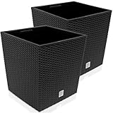 Deuba® 2X Blumentopf 35L 32x32x33cm Rato Low Innentopf Mit Griffen Wetterfest...