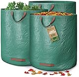 GardenGloss® 3X Gartenabfallsäcke mit Griffen - 272L Hohes Fassungsvermögen und...