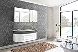 SAM 2 TLG. Badmöbel Dali, Design Badezimmer Set, Hochglanz grau/weiß,...