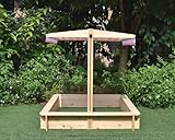 Mucola Sandkasten 120x120 cm Sandbox mit höhenverstellbarem & drehbarem...