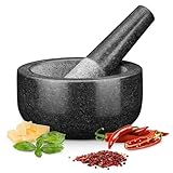 H&S Mörser mit Stößel Set für Gewürze - 16cm XXL aus Granit für Gewürze & Kräuter...