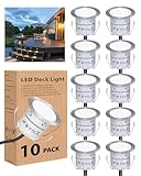 HIBOITEC 10er Set LED Einbaustrahler, Terrassen Einbaustrahler LED Aussen Ø32mm 0.6W IP67...