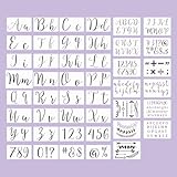 45 Stück Alphabet Malschablonen Set Wiederverwendbare Schablonen mit Buchstaben Zahlen...