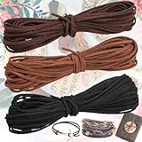 Begpoee 3 Stück Leder Schnur Faux, Faux Wildleder Schnur, Lederschnur Lederband Kette,...