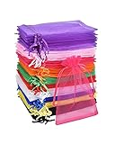 Carehabi - 100 Stück Organzasäckchen, Organzabeutel Bunt, 10 x 15CM, Geschenkbeutel...