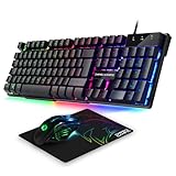 EMPIRE GAMING - Pack 3 in 1 MK800 - Gaming-Tastatur QWERTZ Deutsche RGB 105 Tasten 19...