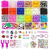 Uolifrem 2500+ Loom Bänder Set für Kinder, 22 Farben Loops Gummis Bänder Starter Set,...