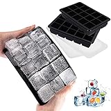 LessMo 15-Fach Eiswürfelform, 2er Pack große Silikon Eiswürfelbehälter mit Deckel,...