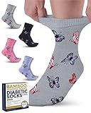 Pembrook Bamboo Viscose Diabetic Socken für Damen und Herren, 4 Paar, Knöchelsocken für...