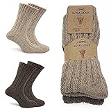 MOUNTREX Alpaka Socken, Wollsocken für Damen, Herren - Stricksocken - 2 Paar,...