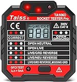 Taiss/Stromprüfer ,Steckdosenprüfgerät mit Spannungsanzeige LCD Display 48-250V...