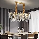 Moderne Kronleuchter-Beleuchtung für Esszimmer, rechteckige Kette, Kristall-Leuchten,...