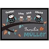 SpecialMe® Fußmatte Familie Wunschname Eulen mit Namen personalisierbar...