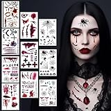 Halloween Tattoo, 10 Blatt Halloween Karneval Kostüm Damen Herren Gesicht Aufkleber,...