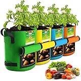 kopotma 4 Stück Bunte Kartoffel Pflanzsack, 10-Gallonen 40L Pflanzsack mit Klappe,...