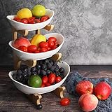 SEVEN SPARTA Obst Etagere Obstschale Keramik 3 Stöckig Porzellan Obstteller 3 Etagen mit...