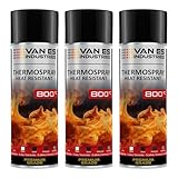 3x Ofenlack Ofenfarbe hitzebeständiger Lack 800°C schwarz-matt 400 ml...