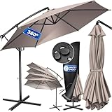 KESSER® Alu Ampelschirm Sonnenschirm + Abdeckung Ø300 cm & Kurbelvorrichtung...