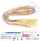 18-teiliges Doppelspitz Rundstricknadel Set aus Kunststoff mit Weichen Linealen und...