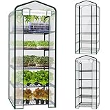 Mini-Gewächshaus mit 5 Regalen Anzuchthaus 195 x 70 x 50 cm Transparent 23359