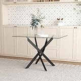 GOLDFAN Esstisch Glas Küchentisch Glastisch Wohnzimmertisch mit Schwarze Beine Moderner...