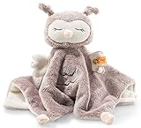 Steiff Ollie Eule Schmusetuch rosebraun-Creme 26 cm, Kuscheltier für Babys,...