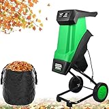 Elektrischer Gartenhäcksler 2400W, 4500RPM Laubmulcher mit 50L Schmutzbeutel & Rädern,...