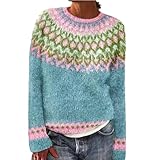 Damenmode Sale, Weihnachtspulli Damen Norwegen Pullover Grobstrickpullover...