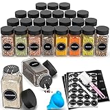 DIFULI 24 Gewürzgläser Eckig Set mit Deckel, 120ml Gewürzdosen mit 340...